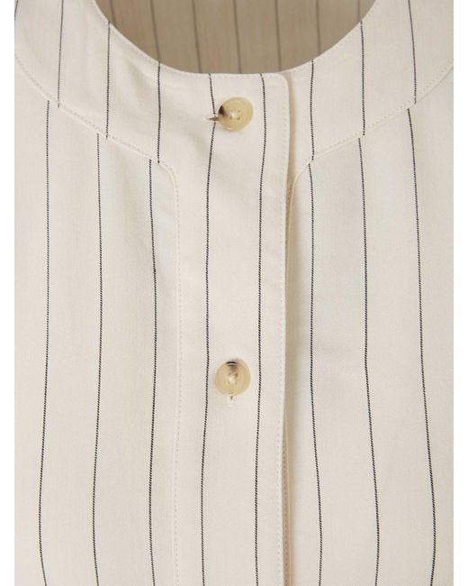 Totême  White Striped Midi Dress