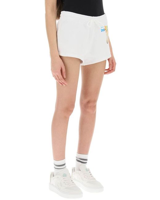 Moschino White Logo Printed Shorts