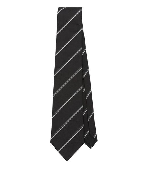 Saint Laurent White Striped Silk Tie for men