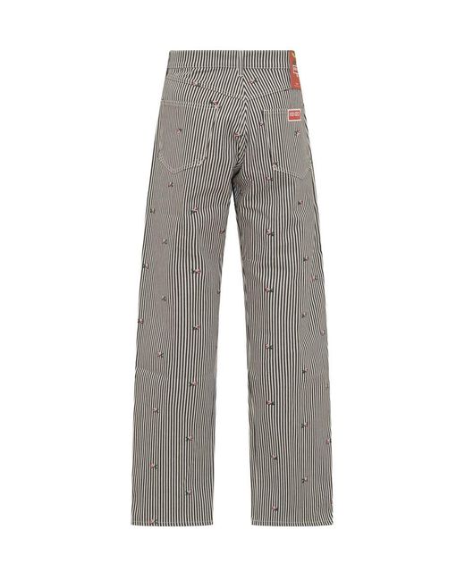 KENZO Gray Striped Jeans for men