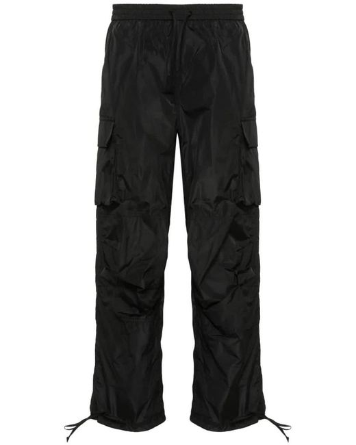MSGM Black Cargo-pockets Crepe Trousers