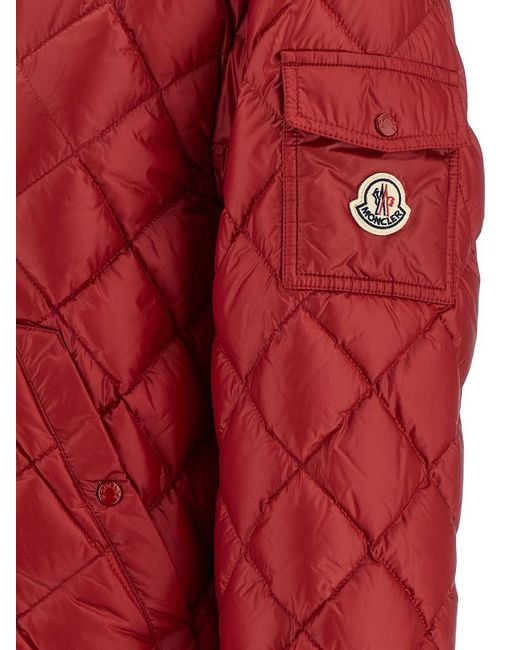 Moncler Red Diamond Quilting Down Jacket
