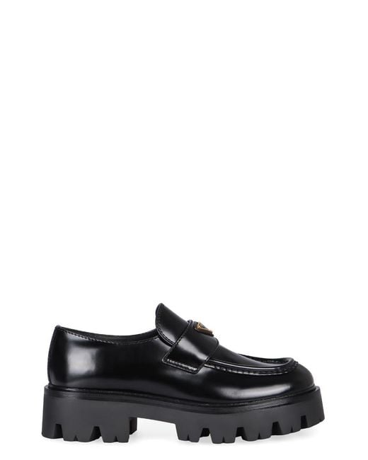 Prada Black Moccasins In Suede