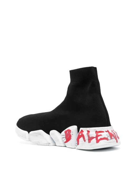 Balenciaga White Knitted Black Speed 2.0 Sneakers for men