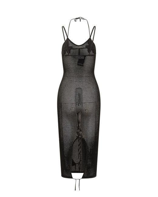 ANDREADAMO Black Andreadamo Midi Fishnet Dress