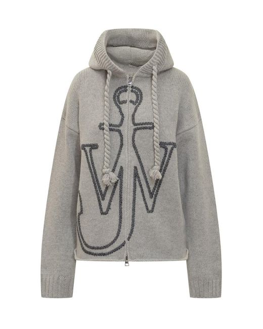 J.W. Anderson Gray J.W. Sweatshirt. Anderson With Hood And Embroidered Logo