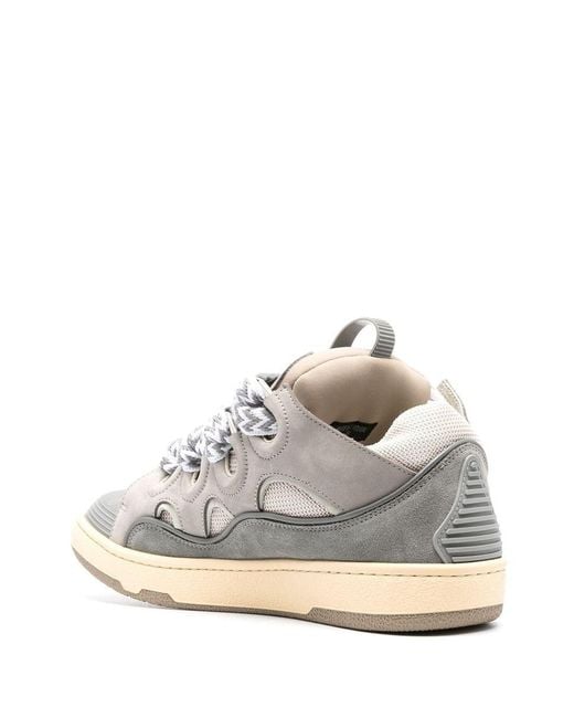 Lanvin White Curb Leather Sneakers