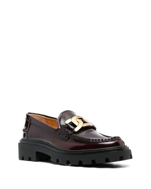 Tod's Black Logo-plaque Leather Loafers