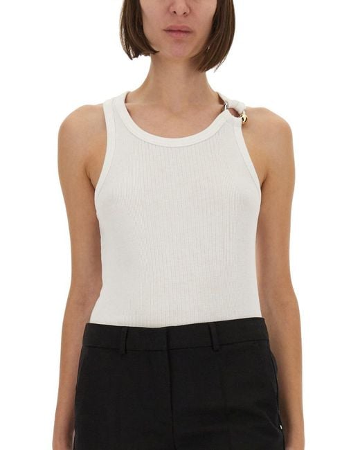 Jean Paul Gaultier Women's White Slim Fit Ribbed Tank Top