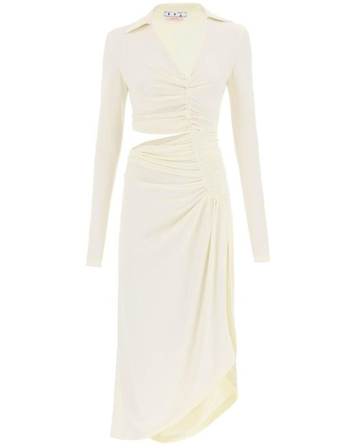 Off-White c/o Virgil Abloh White Asymmetric Cut-out Jersey Dress