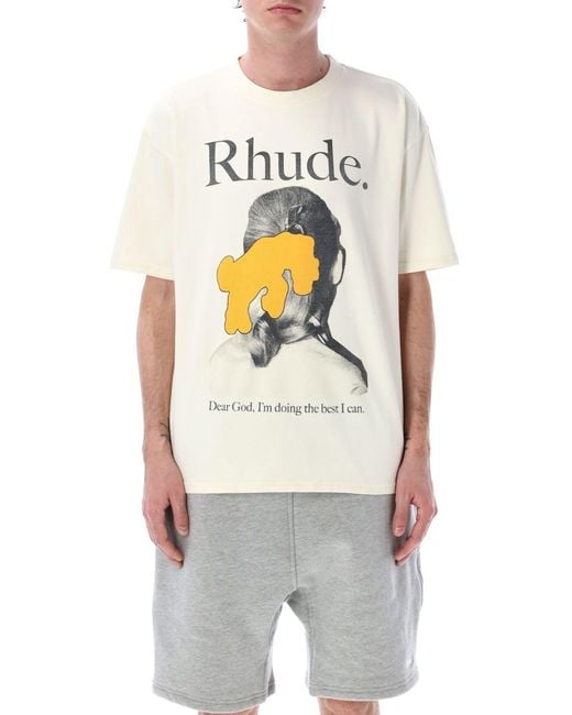 Rhude Gray Pony Tail Tee for men