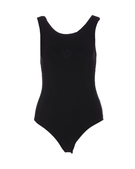 Dolce & Gabbana Black Swimsuit With Branded Criss-Cross Straps
