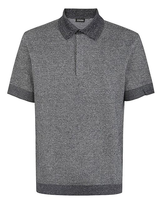 Zegna Gray Cotton Linen And Silk Polo Shirt Clothing for men