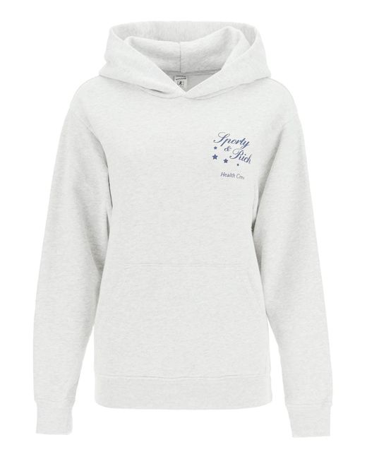 Sporty & Rich Fleece Sporty Rich 'stars Health Crew' Hoodie in Grey