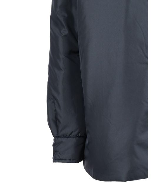 Aspesi Blue Hooded Jacket With Snap Button Closure