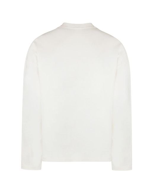 Jil Sander White Cotton Long Sleeve T-Shirt for men