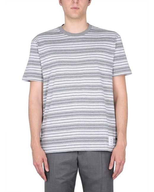 Thom Browne Gray Striped T-shirt for men
