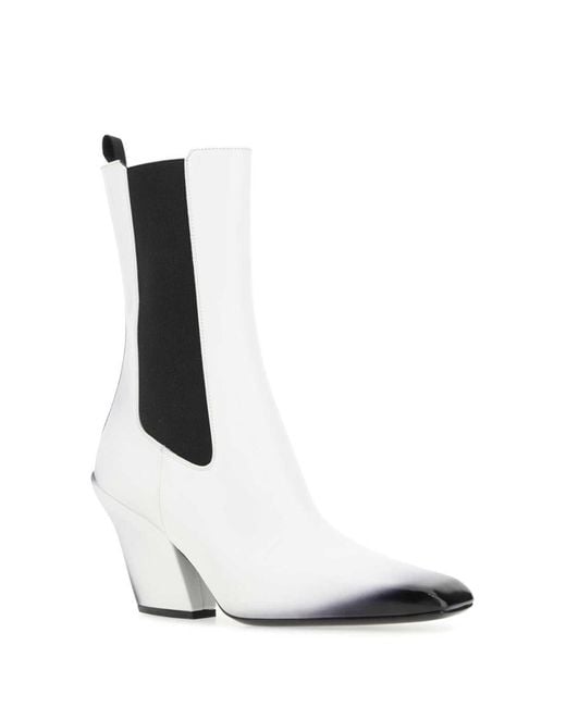 Prada Leather Ankle Boots in White Lyst UK
