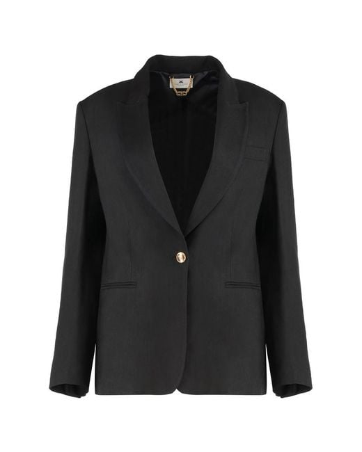 Elisabetta Franchi Black Single-breasted One Button Jacket