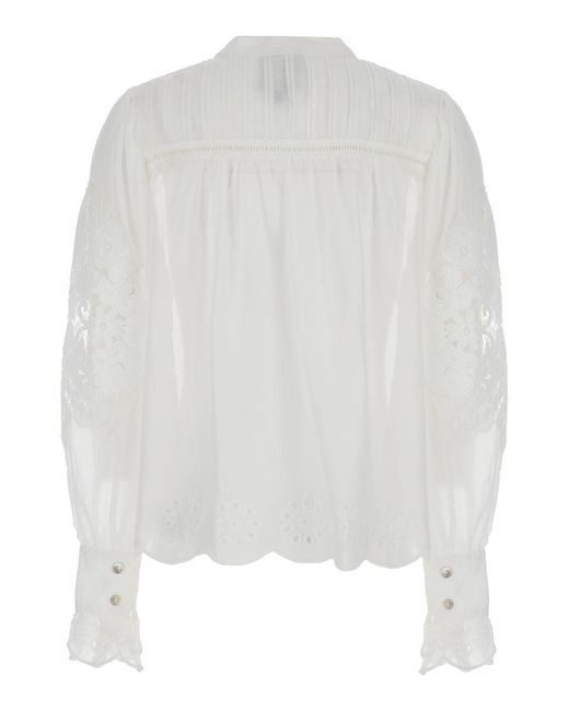 Farm Rio White Blouse With Flared Sleeves