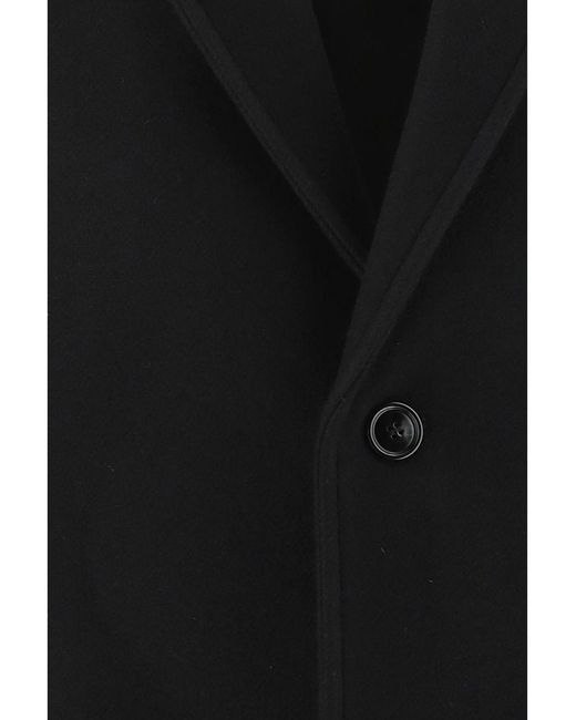 AMI Black Single-Breasted Wool Coat for men