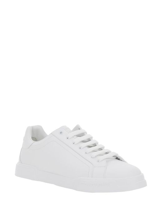 Dolce & Gabbana White 'Portofino Light' Sneakers With Logo Patch On The Tongue And Tonal Logo Lettering On The Heel for men