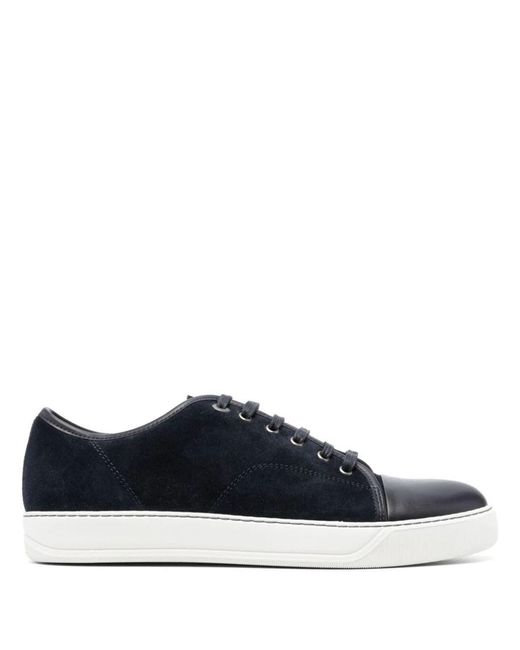 Lanvin Blue Suede And Nappa Captoe Low To Sneaker Shoes for men