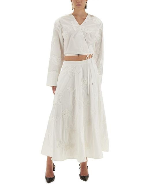 ROTATE BIRGER CHRISTENSEN White Wrap-Around Shirt Top