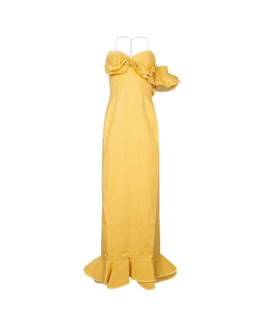 Jacquemus Yellow La Robe Artichaut Ruffled Maxi Dress