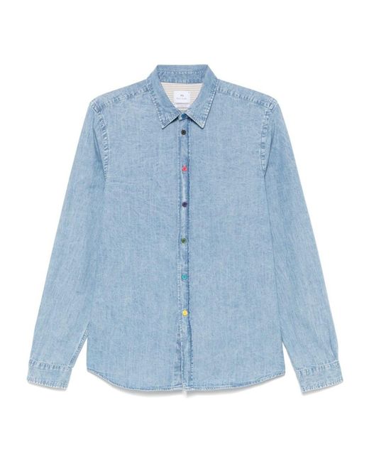 Paul Smith Blue Denim Cotton Shirt for men