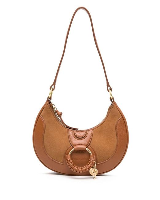 See By Chloé Brown Hana Half-Moon Leather Shoulder Bag