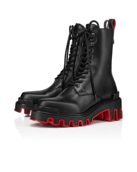 Christian Louboutin Black Dune Trott Alta Leather Platform Boots