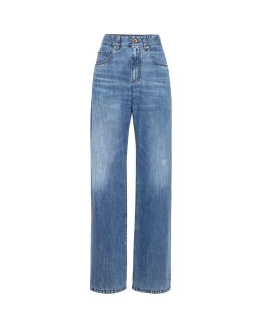 Brunello Cucinelli Blue High-Waisted Cotton Jeans