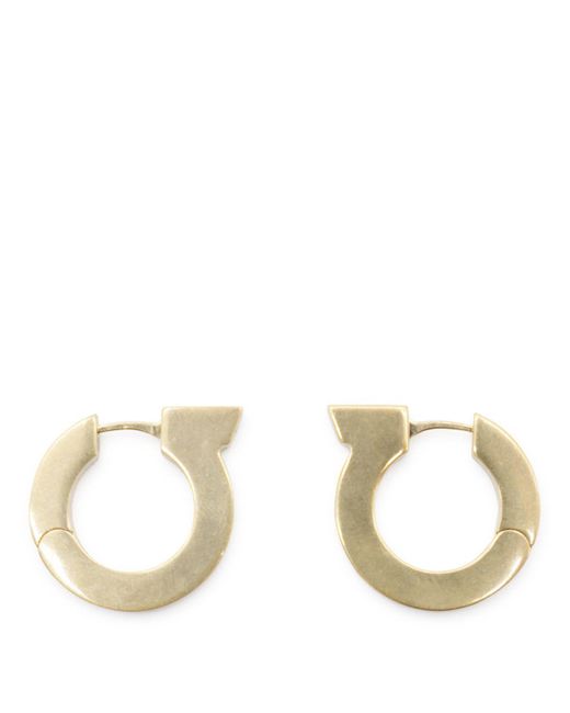 Ferragamo Metallic Gold Metal Logo Earrings