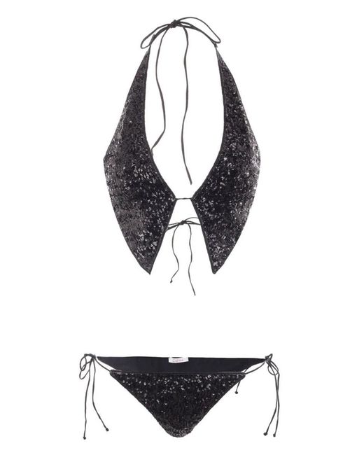 Oseree White Bikini Set With Sequins