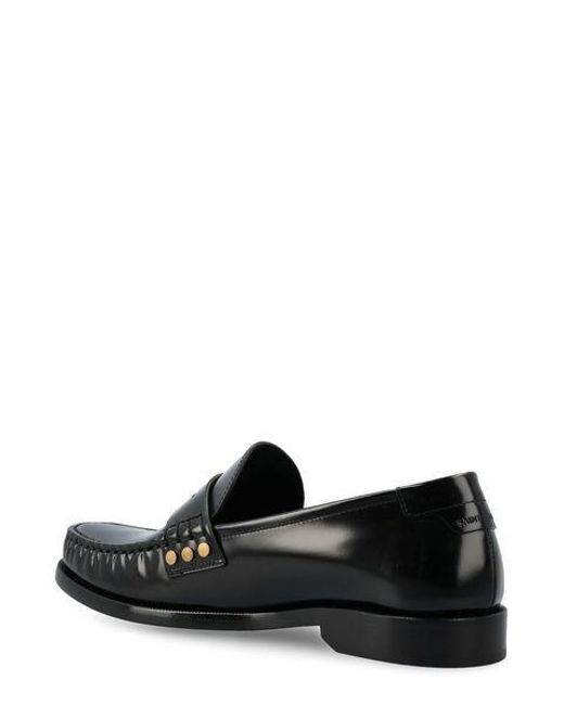 Saint Laurent Black Luxe Raffia & Leather Slip On Loafers.