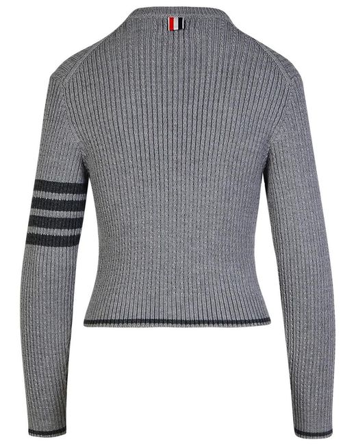 Thom Browne Gray '4 Bar' Virgin Wool Sweater