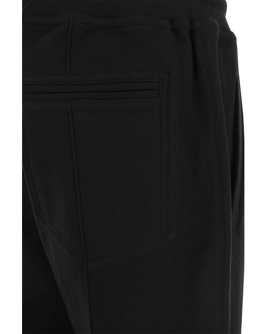 Brunello Cucinelli Black Techno Cotton Fleece Trousers With Crête for men
