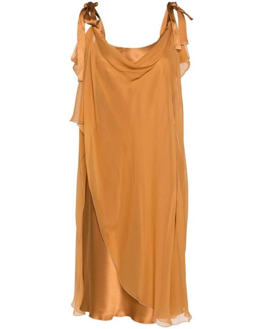 Alberta Ferretti Orange Layered Silk Dress