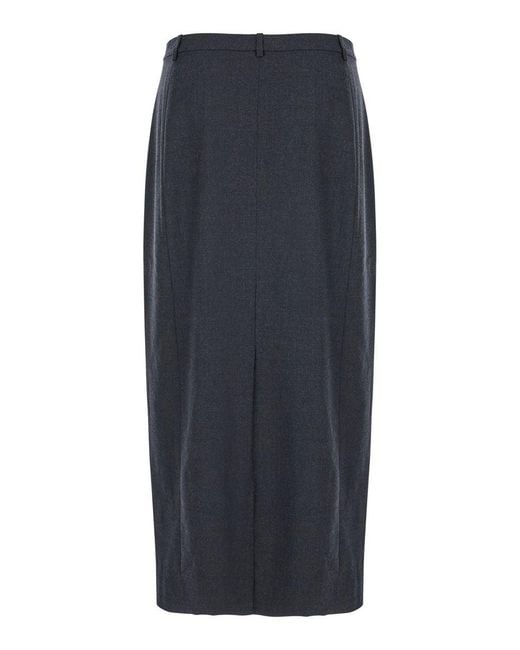 Theory Blue Midi Skirt With Slit