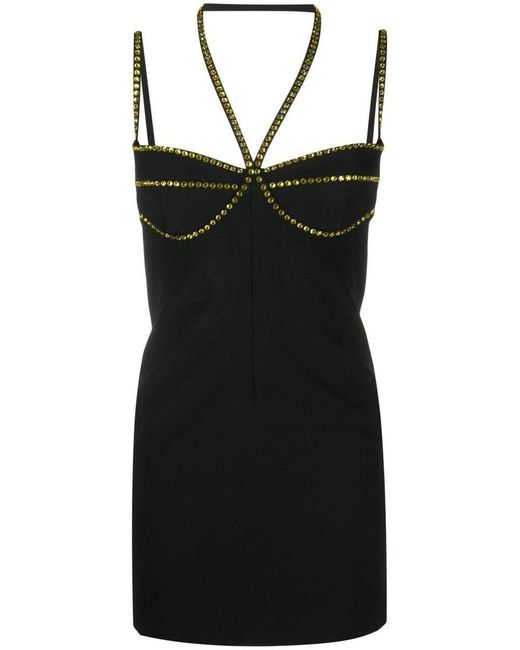 The Attico Black Crystal-embellished Mini Dress