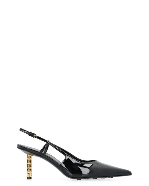 Givenchy Black G Cube Patent Leather Slingback Pumps