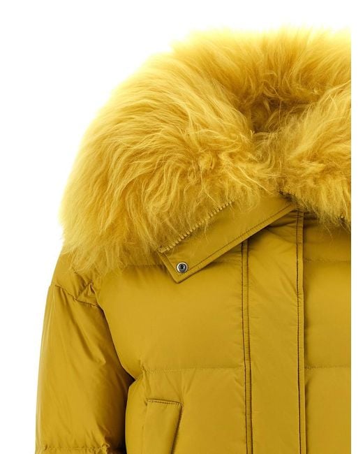 Yves Salomon Yellow Fur Insert Down Jacket