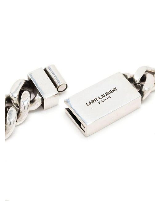 Saint Laurent Metallic Chain Bracelet for men