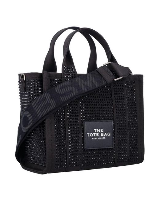 Marc Jacobs Black Mini Crystal Canvas Tote Handbag