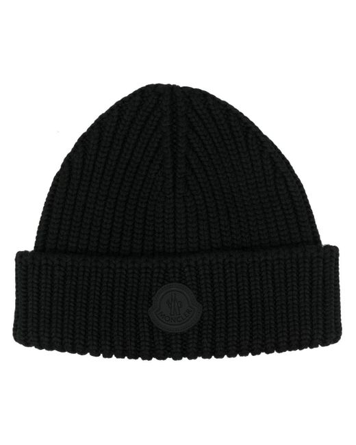 Moncler Wool Logo-patch Ribbed Beanie 