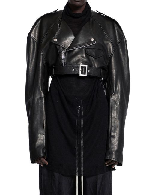 Rick Owens Black Leather Jackets