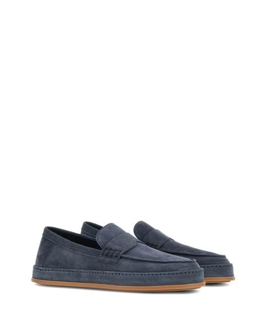 Hogan Blue Suede Flat Shoes for men