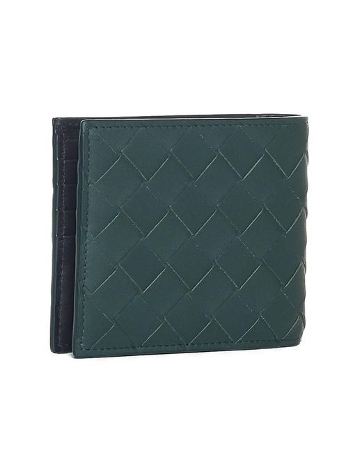 Bottega Veneta Green Intrecciato Leather Bifold Wallet for men