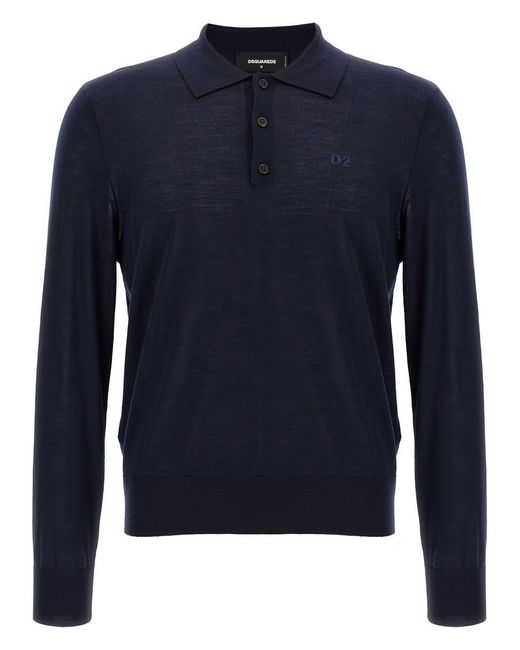 DSquared² Blue Logo Embroidery Polo Shirt